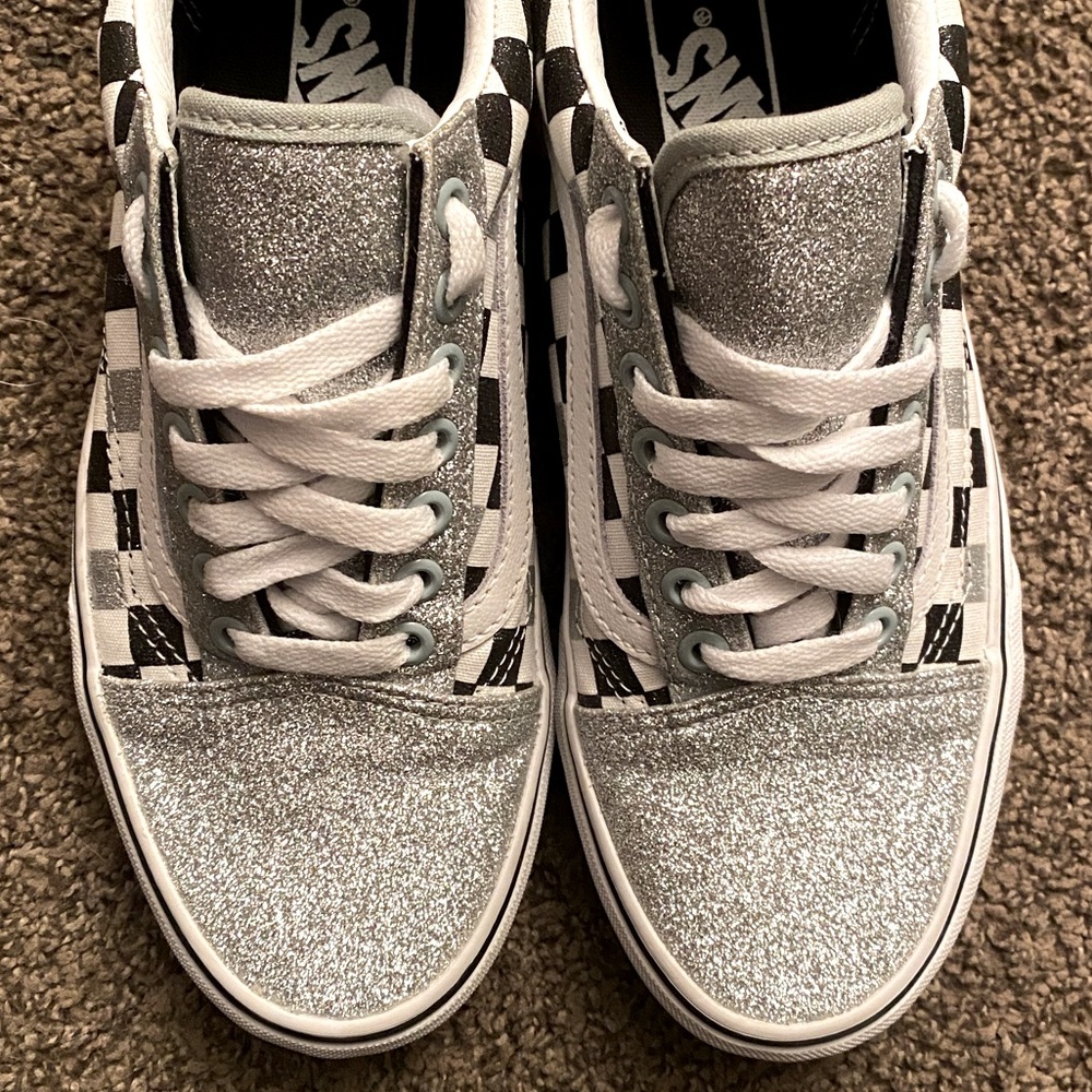 Silver sparkle vans, practically brand new